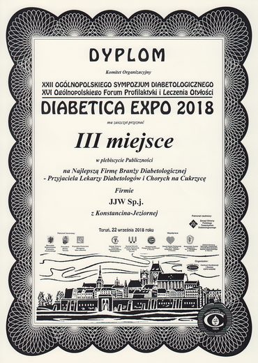 Urkunde: Publikumspreis DIABETICA EXPO 2018